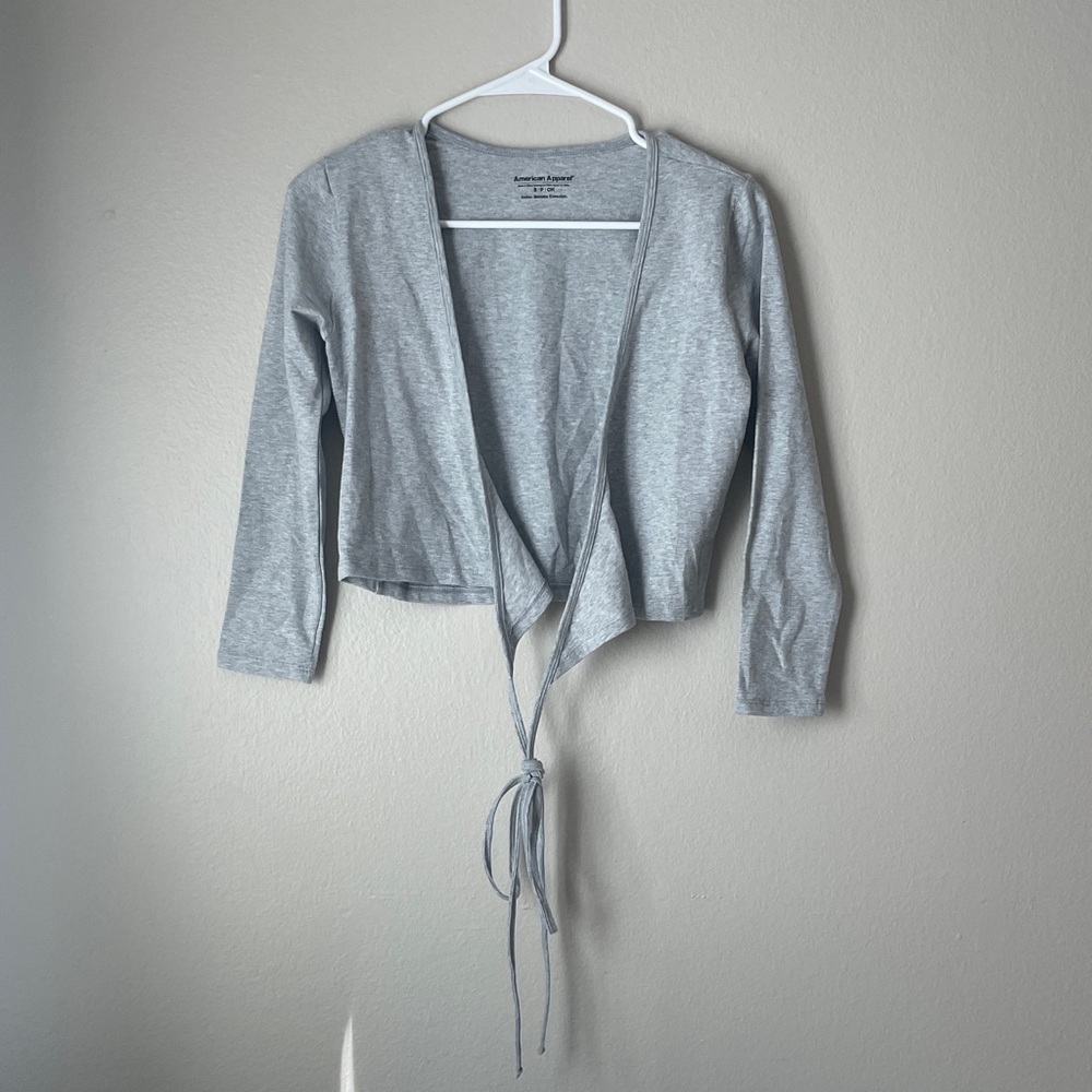 American Apparel Heather Gray Cotton Wrap top